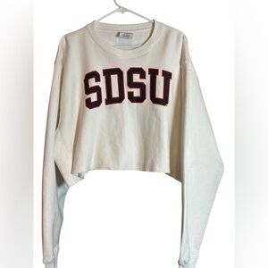 Champion White Reverse Weave SDSU Cropped Crewneck Sweatshirt Large